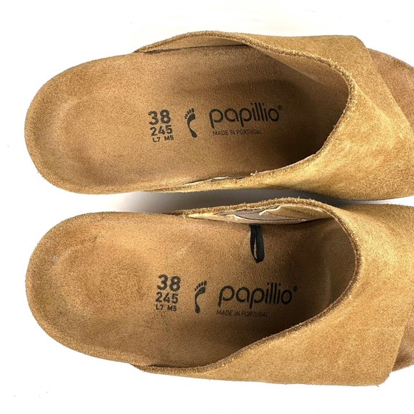 Birkenstock Papillio Namica Suede Leather Slide Wedge Sandal Tea Brown Size 38 - Picture 9 of 11